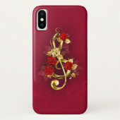 Gouden Vioolsleutel met Rozenbloemen Case-Mate iPhone Case (Achterkant)