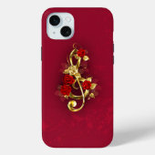 Gouden Vioolsleutel met Rozenbloemen Case-Mate iPhone Case (Achterkant)