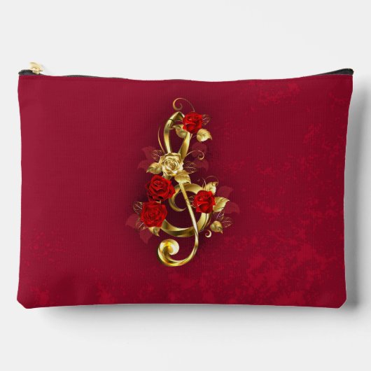 Gouden Vioolsleutel met Rozenbloemen Etui (Voorkant)