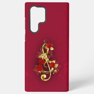 Gouden Vioolsleutel met Rozenbloemen Samsung Galaxy Hoesje