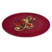 Gouden Vioolsleutel met Rozenbloemen Snijplank (Hoek)