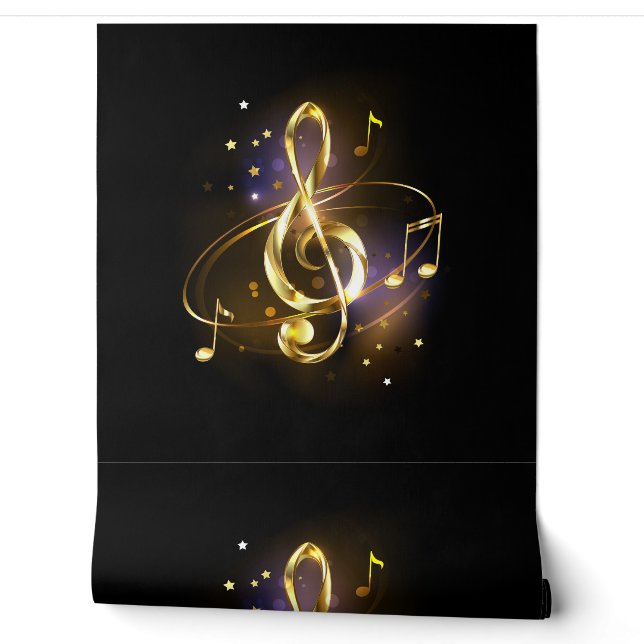 Gouden Vioolsleutel Muziek Behang (Afrollen)