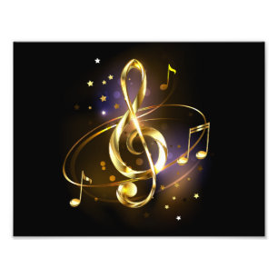 Gouden Vioolsleutel Muziek Foto Afdruk
