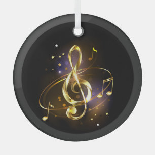 Gouden Vioolsleutel Muziek Glas Ornament