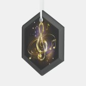 Gouden Vioolsleutel Muziek Glas Ornament (Voorkant links)