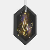 Gouden Vioolsleutel Muziek Glas Ornament (Voorkant Rechts)