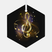 Gouden Vioolsleutel Muziek Glas Ornament (Achterkant)