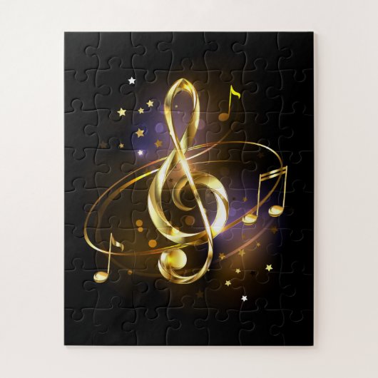 Gouden Vioolsleutel Muziek Legpuzzel (Verticaal)