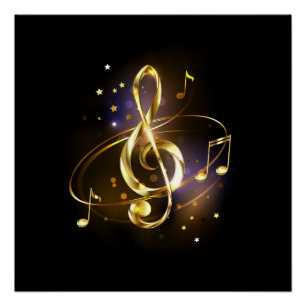 Gouden Vioolsleutel Muziek Perfect Poster