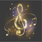 Gouden Vioolsleutel Muziek Sticker (Voorkant)