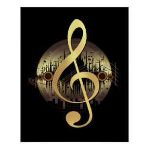 Gouden Vioolsleutel Vinylplaat Muziekmuur Decorati Perfect Poster