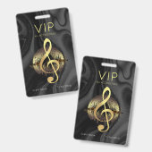 Gouden Vioolsleutel VIP All-Access Abstracte Golf Badge (Voor- en achterkant)