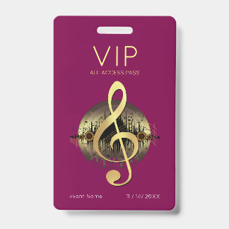 Gouden Vioolsleutel VIP All-Access Diep Burgundy Badge