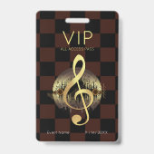 Gouden Vioolsleutel VIP All-Access Geruite Ontwerp Badge (Achterkant)