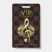 Gouden Vioolsleutel VIP All-Access Geruite Ontwerp Badge (Voorzijde)