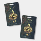 Gouden Vioolsleutel VIP All-Access Glasvezel Textu Badge (Voor- en achterkant)