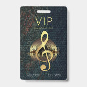 Gouden Vioolsleutel VIP All-Access Glasvezel Textu Badge (Achterkant)
