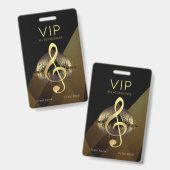 Gouden Vioolsleutel VIP All-Access Luxe Abstract Badge (Voor- en achterkant)