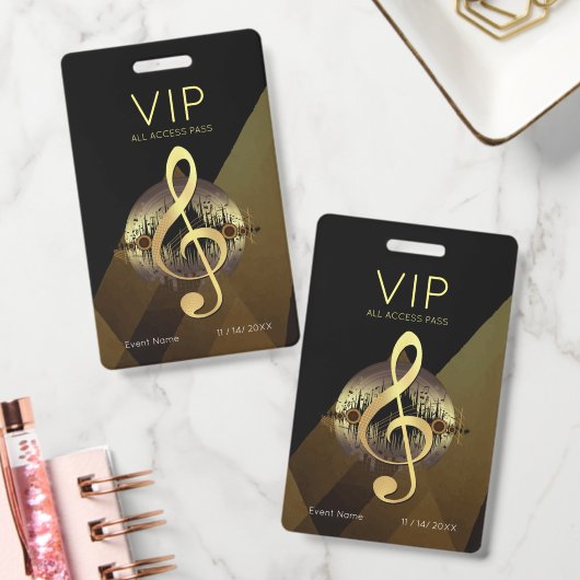 Gouden Vioolsleutel VIP All-Access Luxe Abstract Badge (Kantoor)