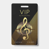 Gouden Vioolsleutel VIP All-Access Luxe Abstract Badge (Achterkant)