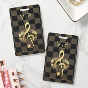 Gouden Vioolsleutel VIP All-Access Luxe Schachbret Badge