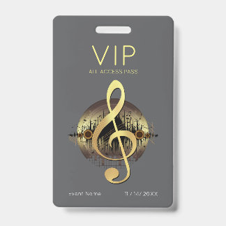 Gouden Vioolsleutel VIP All Access Moderne Grijze  Badge