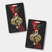 Gouden Vioolsleutel VIP All Access Rood Abstract  Badge (Voor- en achterkant)