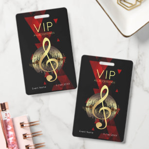 Gouden Vioolsleutel VIP All Access Rood Abstract  Badge