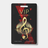 Gouden Vioolsleutel VIP All Access Rood Abstract  Badge (Achterkant)