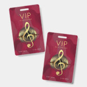 Gouden Vioolsleutel VIP All-Access Rood Abstract Badge (Voor- en achterkant)
