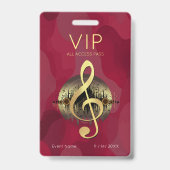 Gouden Vioolsleutel VIP All-Access Rood Abstract Badge (Achterkant)