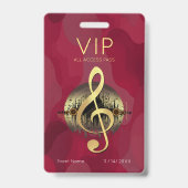 Gouden Vioolsleutel VIP All-Access Rood Abstract Badge (Voorzijde)