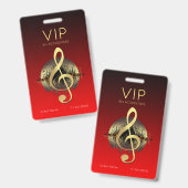 Gouden Vioolsleutel VIP All Access Vet Verloop Badge (Voor- en achterkant)