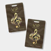 Gouden Vioolsleutel VIP All-Access Warme Abstracte Badge (Voor- en achterkant)