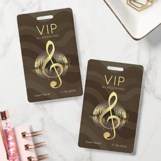 Gouden Vioolsleutel VIP All-Access Warme Abstracte Badge