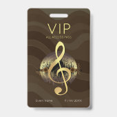 Gouden Vioolsleutel VIP All-Access Warme Abstracte Badge (Achterkant)