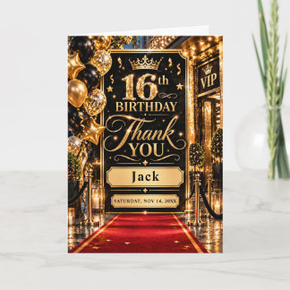 Gouden VIP 16e Verjaardagsfeest Bedankkaart