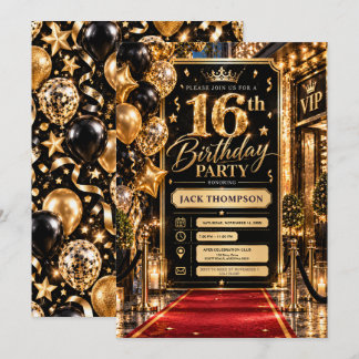 Gouden VIP 16e verjaardagsfeestje Kaart