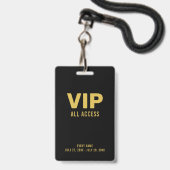 Gouden VIP All Access Pass Evenement ID Badge (Voorzijde met lanyard)
