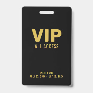 Gouden VIP All Access Pass Evenement ID Badge
