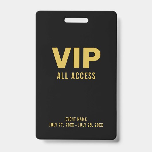 Gouden VIP All Access Pass Evenement ID Badge (Voorzijde)