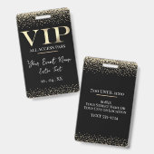 Gouden VIP op Black Event of Party Badge (Voor- en achterkant)