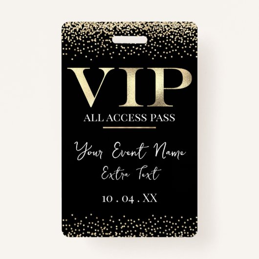 Gouden VIP op Black Event of Party Badge (Voorkant)