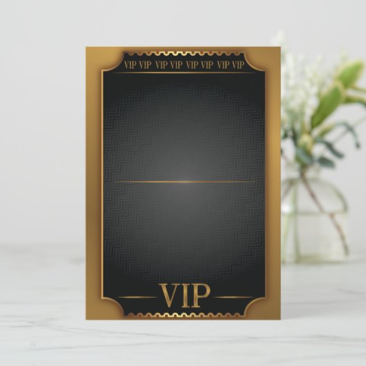 Gouden VIP-TICKETPAS Lege Verjaardagsuitnodiging Kaart (Staand voorkant)