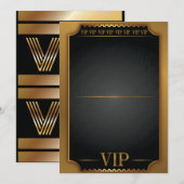 Gouden VIP-TICKETPAS Lege Verjaardagsuitnodiging Kaart (Voorkant / Achterkant)