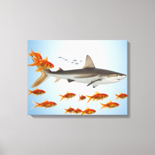 Gouden Vis en Haai Canvas Afdruk (Voorkant)