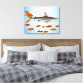Gouden Vis en Haai Canvas Afdruk (Insitu (Slaapkamer))