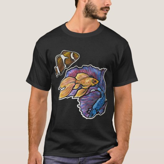 Gouden vis, Halfmoon Betta Vis, Clownvis 1 T-shirt (Voorkant)