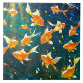 Gouden vis Keramische Tegel Tegeltje