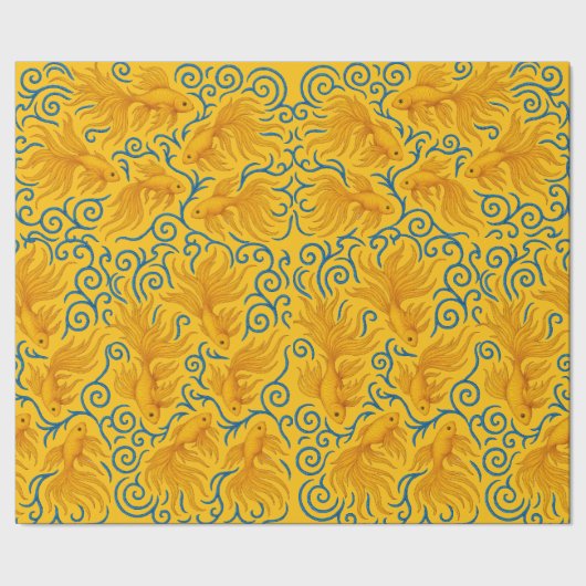 Gouden vis motief voor haar cadeaupapier (Zoom)